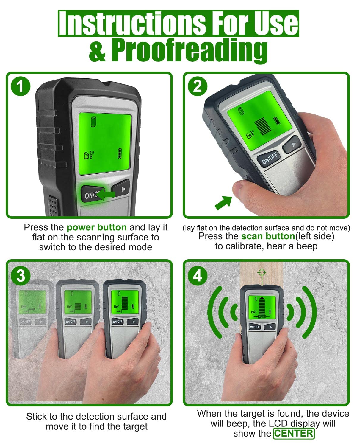 KALAHOL Stud Finder Wall Scanner 5 in 1 Stud Detector Electronic Stud