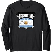 Argentina Soccer Vintage Country Flag Crest Shield Long Sleeve T-Shirt