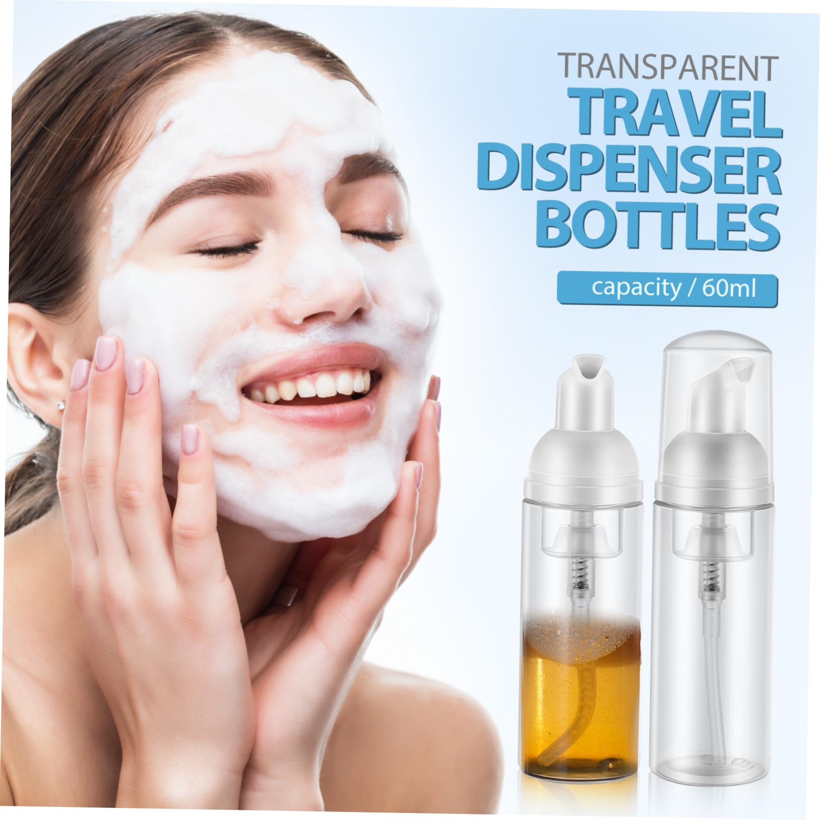 Mikikit 20 Pezzi Dispenser Sapone Schiumogeno in Plastica da 60ml Pompa Ricaricabile e Coperchio, per Viaggi in Borsa e Uso Quotidiano in Bagno