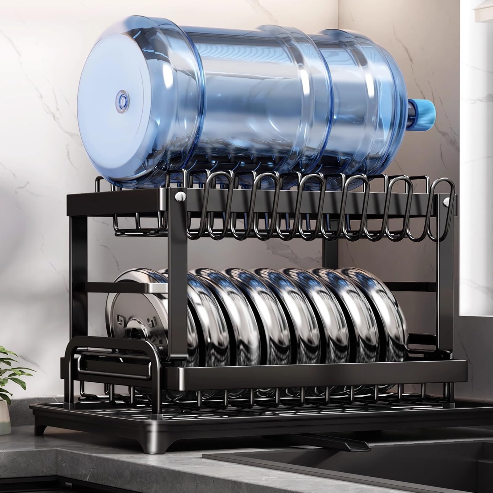 Escurridor de Platos para encimera de Cocina, escurridor de Platos de Acero Inoxidable, escurridor de Platos para encimera de Cocina, caño Giratorio Ajustable