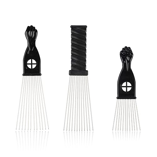 Miniatura 4 de 5 unids Afro Peine Metal Afro Americano Pick Peine Peluquería Herramienta de Peinado Selección de Pelo para Peinado Negro