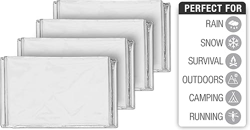 Miniatura 8 de Mantas térmicas de mylar para emergencias, 4 unidades; incluye una manta dorada diseñada para la NASA; perfectas para exteriores, para hacer Verde