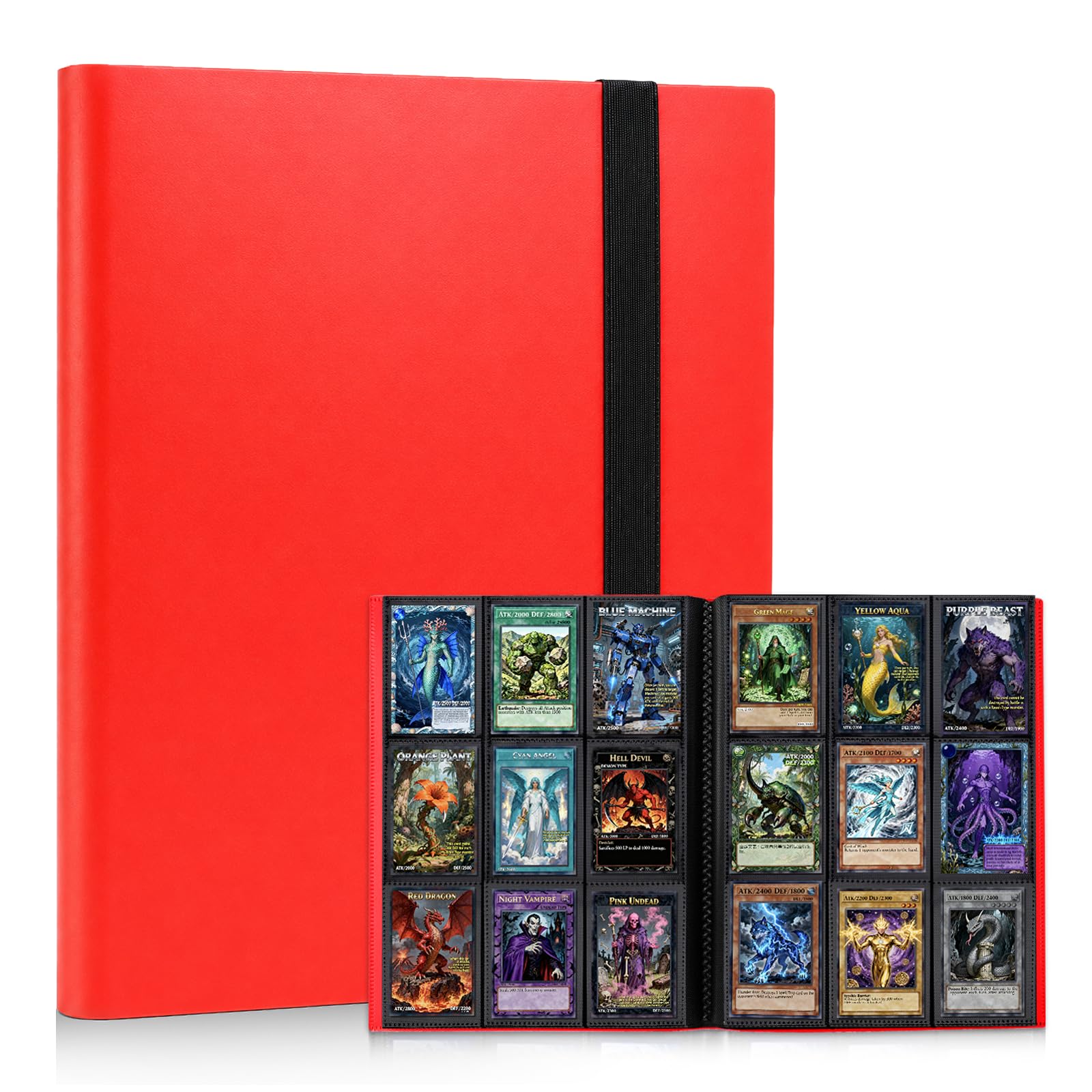 KIOEEE Card Binder 9 Pocket, PP Cover Trading Card Binder for 396 Cards, Sturdy Card Collection Album, Card Holder Folders for MTG, TCG, Game Cards & Sports Cards (Red)
