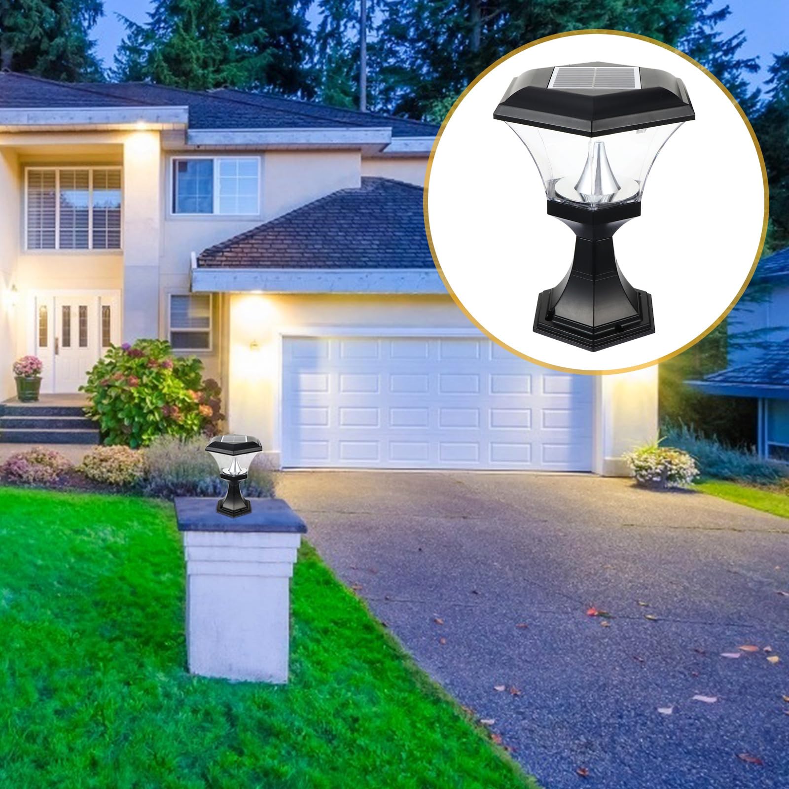 Toddmomy Poste de Luz Solar y Carga Solar Control Inteligente de Luz, Diseño Simple en Plástico Resistente para Jardín para Iluminación Exterior