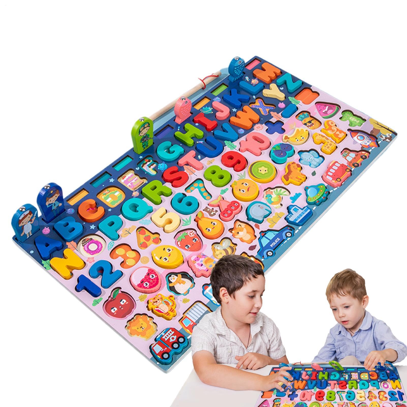 Holzrätsel Für, Sleek, – Holzlernrätsel Kinder Holz Alphabet, Zahlen Fischereispiel Fun Nummern, Formen Die Passende Pegboard Mädchen | Multipurpose Outdoor Indoor Utility