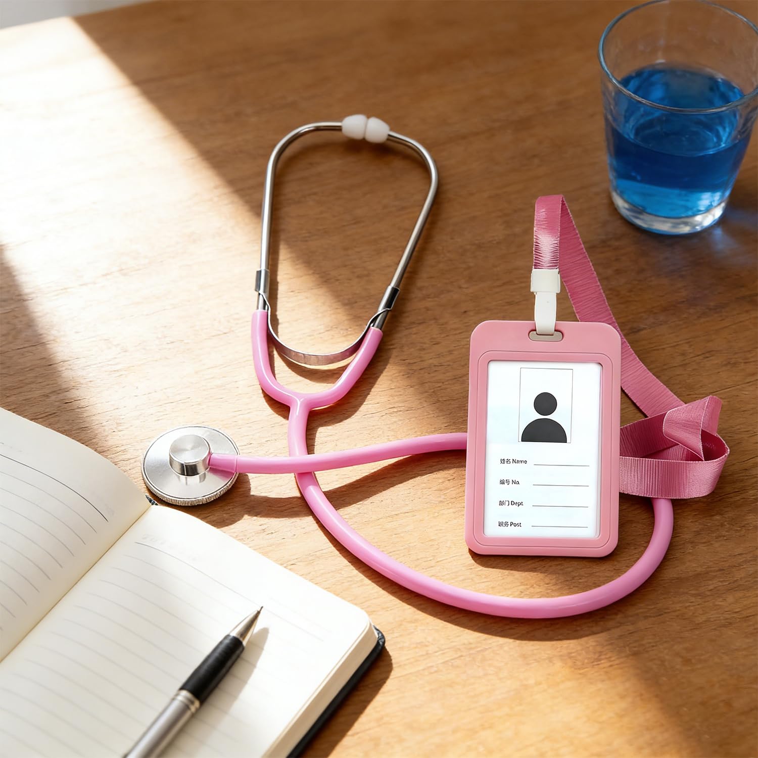 1 Stéthoscope Rose Et 1 Badge, Ensemble De Jeu De Médecin, Jouet De Communication Parent-Enfant, Adapté Aux Jeux d'apprentissage, Aux Jeux De Rôle.