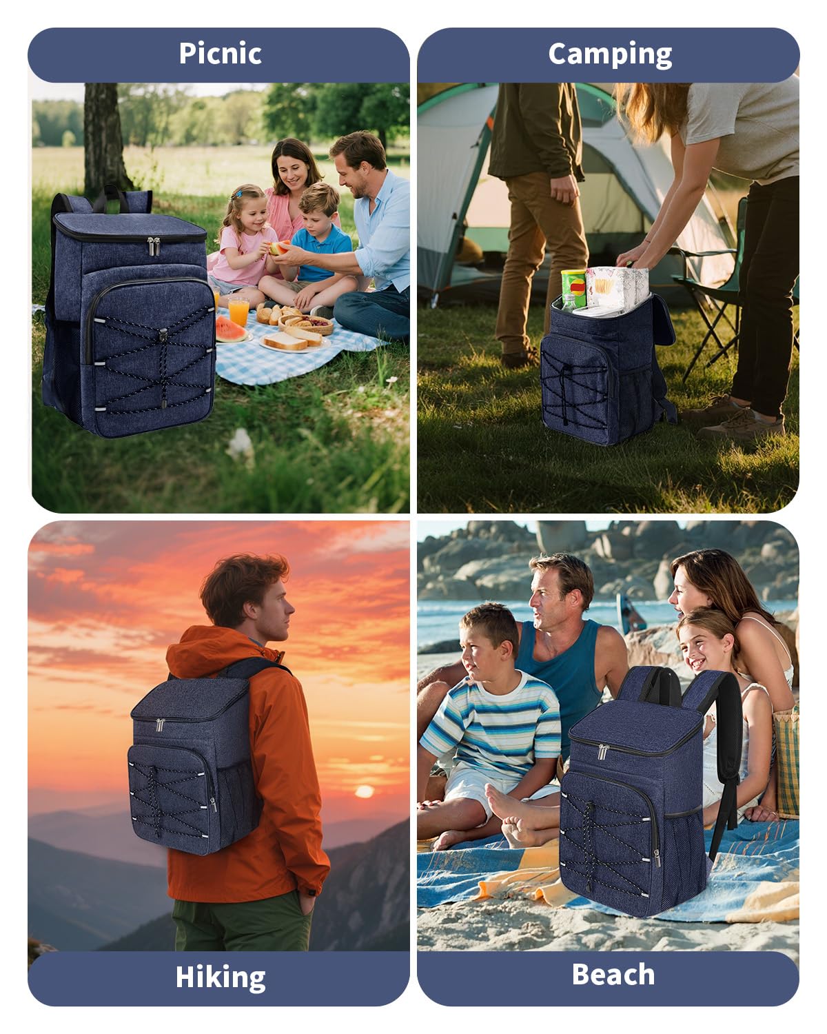23L Mochila Nevera Isótermica, Grande Bolsa Refrigeradora Bolsa de Picnic Cooler Portatil, Impermeable Prueba de Fugas Alimentos Bolsa Térmica, para la Playa,Verano Camping,Picnics,Senderismo - Azul — view 6