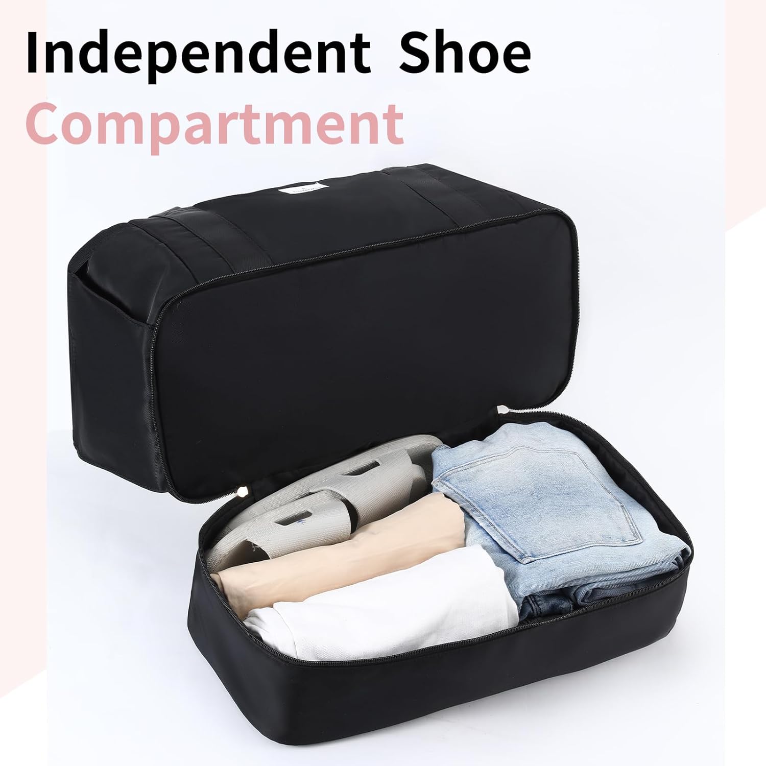 Weekender Bags for Women, Large Travel Duffel Bags with Shoe Compartment and USB Charging Port, Carry on Overnight Bag with Toiletry Bag for Gym, Maternity, Sports, Business Trip - Black - Image 9