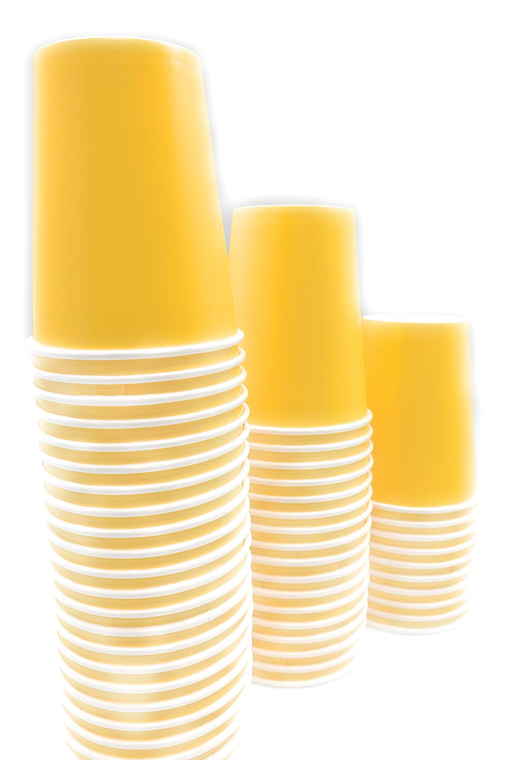 Serves 50 Complete Party Pack Disposable 9" Dinner Paper Plates 7" Dessert Paper Plates 9 oz Cups 3 Ply Napkins office parties, Birthday parties, festivals and much more (Yellow)