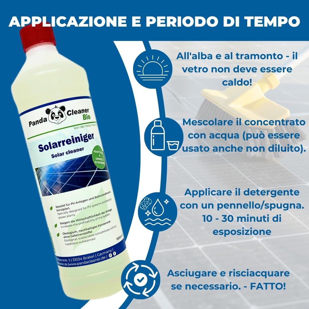PandaCleaner Detergente biologico professionale 1l per impianti solari fotovoltaico altamente concentrato 1:100