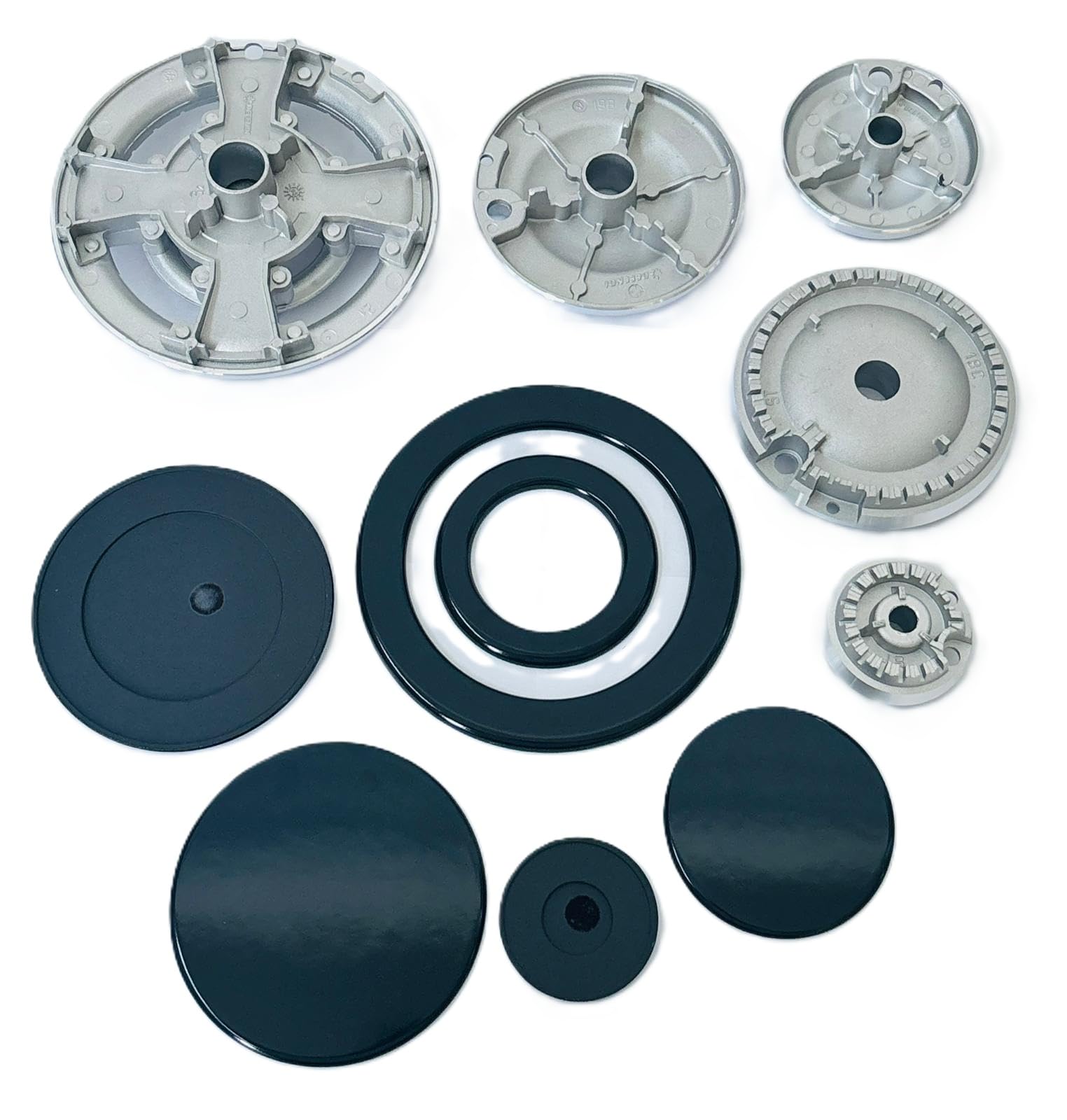 Homely - Set 5 Piattelli per Fornelli a Gas Compatibili con Piano Cottura Candy – Bruciatori in Alluminio e Ghisa Smaltata - Ricambi Piano Cottura Candy Mod. B 864 11P - Made in Italy