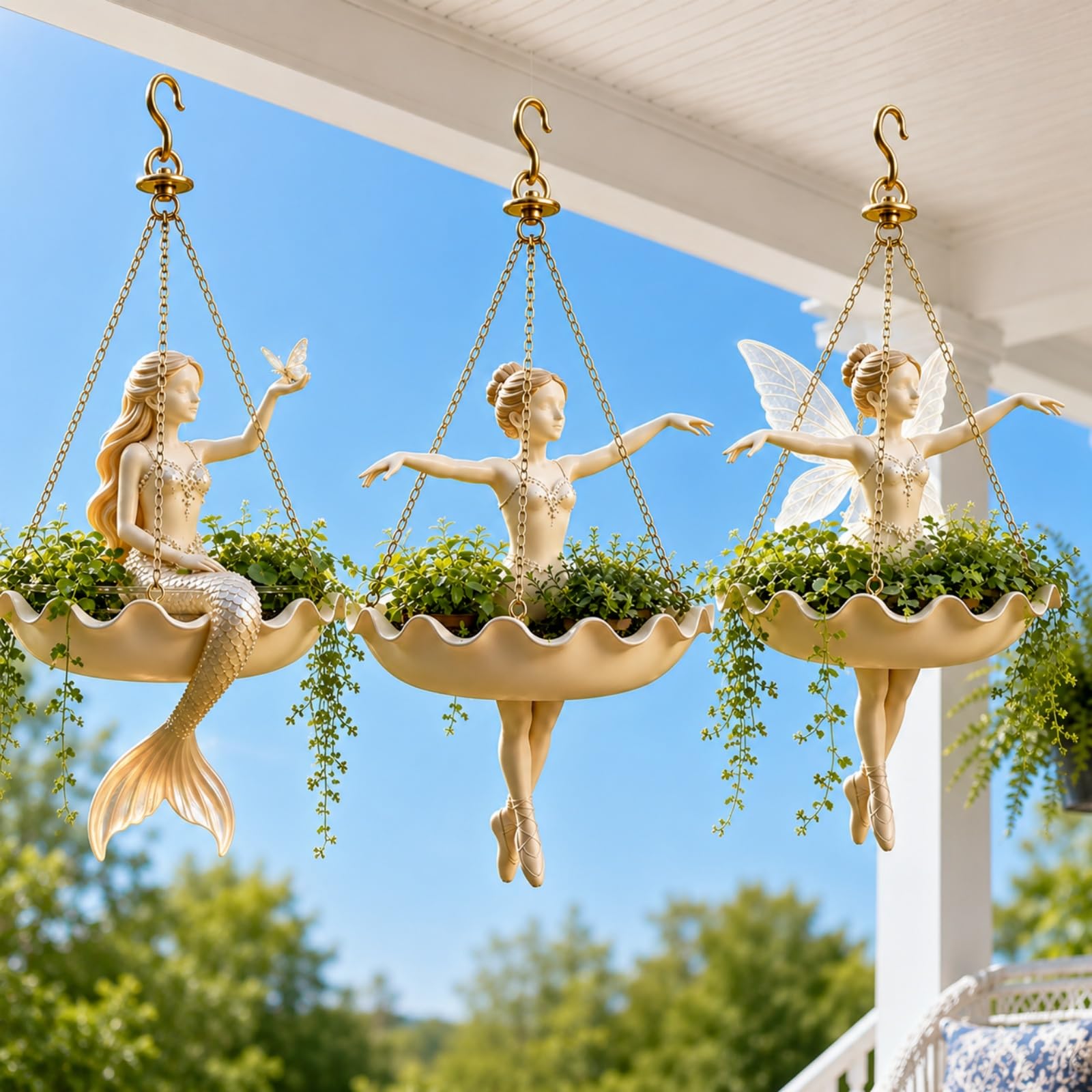 Ballerina Hanging Planter, Resin Ballet Dancer Flower Pot (3pcs*L)