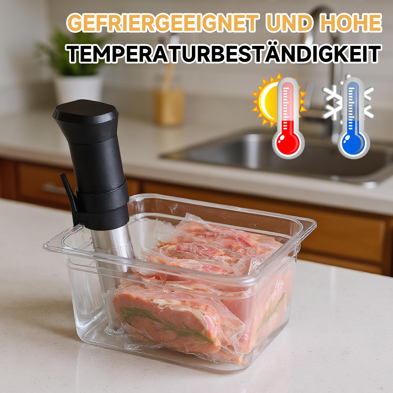 Sous Vide Behälter,Niedertemperatur-Slow Cooker mit Deckel, Fassungsvermögen 11 Liter mit Deckel und Tablett zum Garen vieler Marken von Steaks, Beefsteaks
