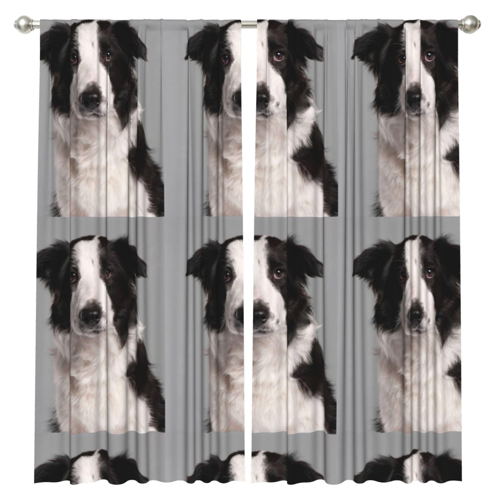InOmak Border Collie, 2 Panels Window Curtains 52 x 84 Inch Blackout Curtains for Living Room Bedroom