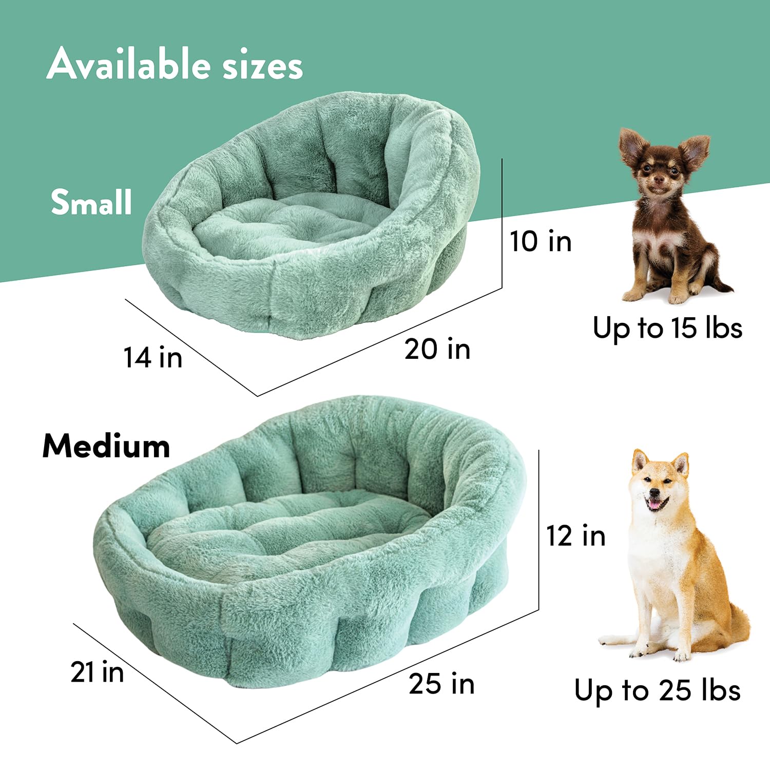 KindTail Small Orthopedic Dog and Cat Bed - Faux Fur Luxury Cuddler for Pets Under 15 lbs, Comfortable Waterproof Material with Nylon Base - 20