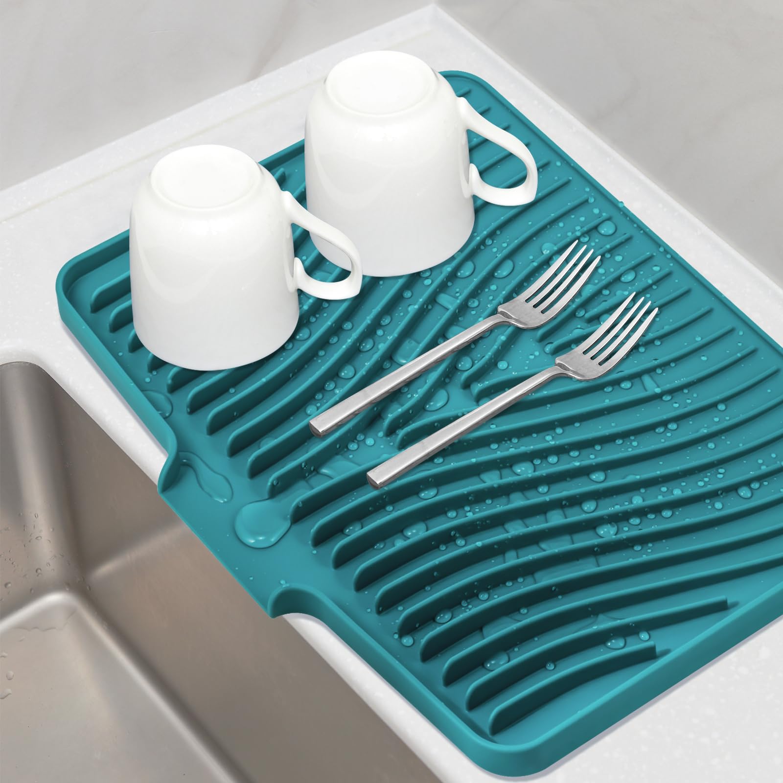 Silicone Dish Drying Mat for Kitchen Counter Dish Drying Pad Non