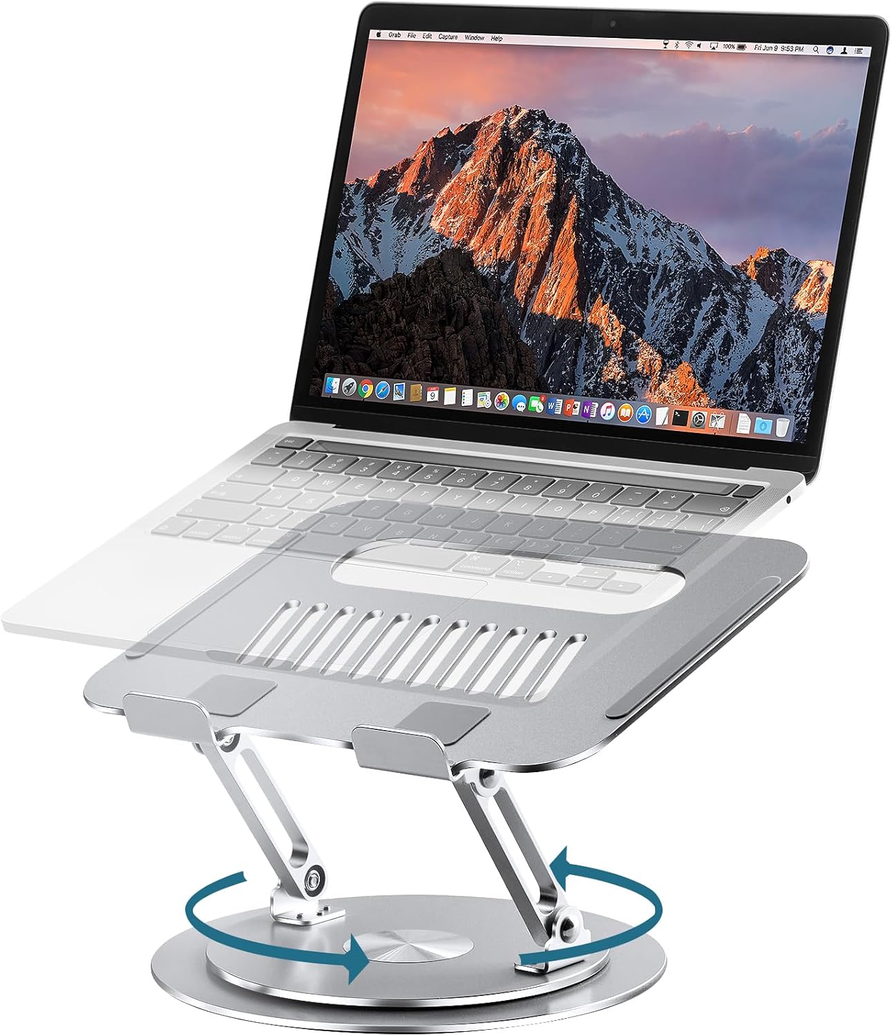 Lifelong Adjustable Laptop Stand with 360° Rotating Base, Ergonomic Computer Stand for Desk, Foldable & Portable Laptop Riser, Laptop Holder Fits All MacBook, Laptops 10-16 Inches, Silver Lifelong Adjustable Laptop Stand with 360° Rotating Base, Ergonomic Computer Stand for Desk, Foldable & Portable Laptop Riser, Laptop Holder Fits All MacBook, Laptops 10-16 Inches, Silver