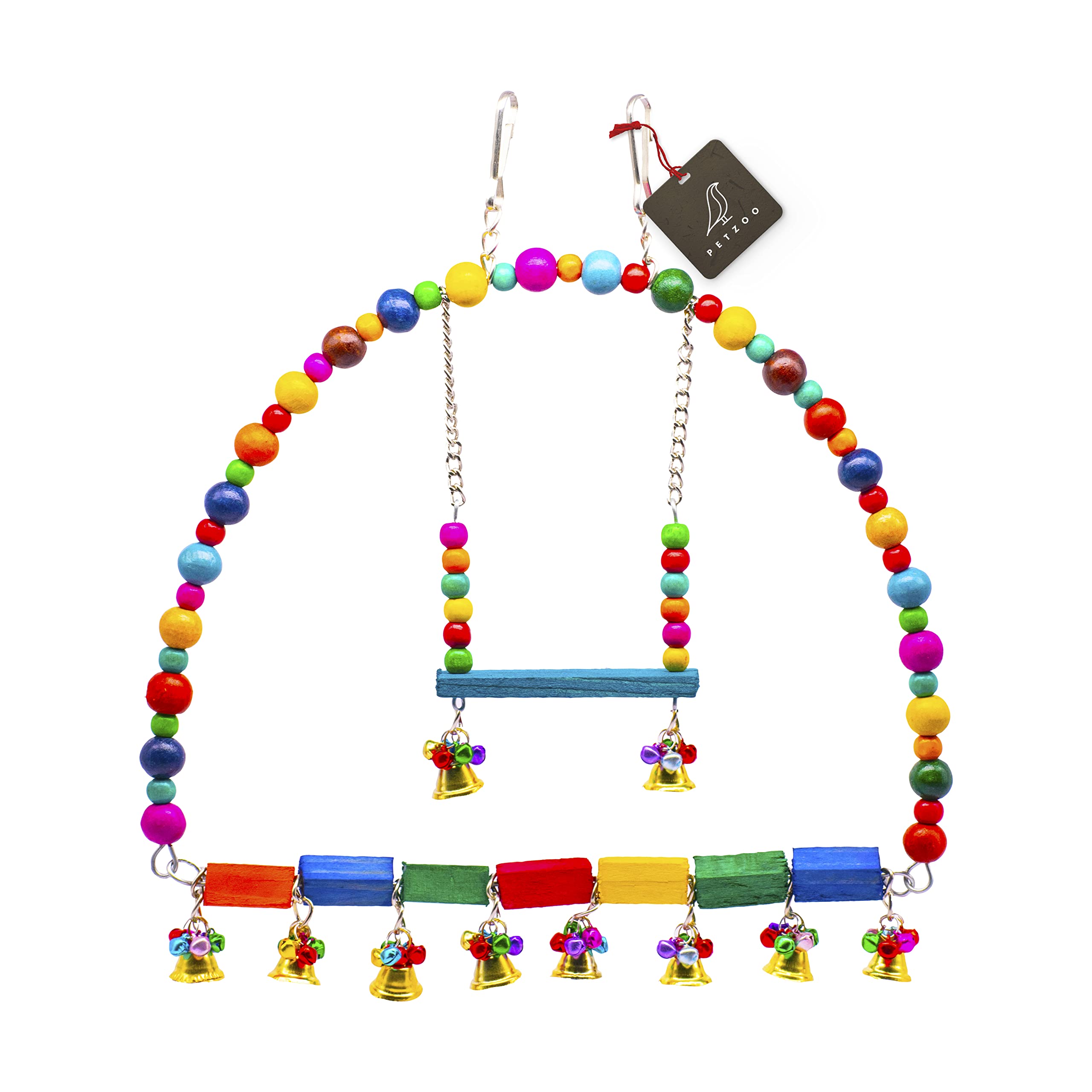 PETZOO Multicolor Lively & Spiritfull Jingling Wooden Swing Perch for Bird & Parrots Natural & Wooden for Finches, Budgies, Love Birds, Parrots, Conure, African Grey, Cockatiels (B0BRG8BSPZ) Amazon Price History, Amazon Price Tracker