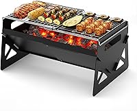 Raynesys Portable Folding Charcoal Grill with Carry Bag - Compact Camping Fire Pit for Backyard BBQ, Beach, Outdoor Adventures 15.35x12.99x5.51"