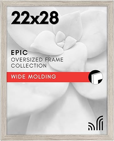 Americanflat 22x28 Poster Frame with Polished Plexiglass - Wide Picture Frames Made of Engineered Wood for Vertical or Horizontal Wall Display - Epic Collection - Driftwood