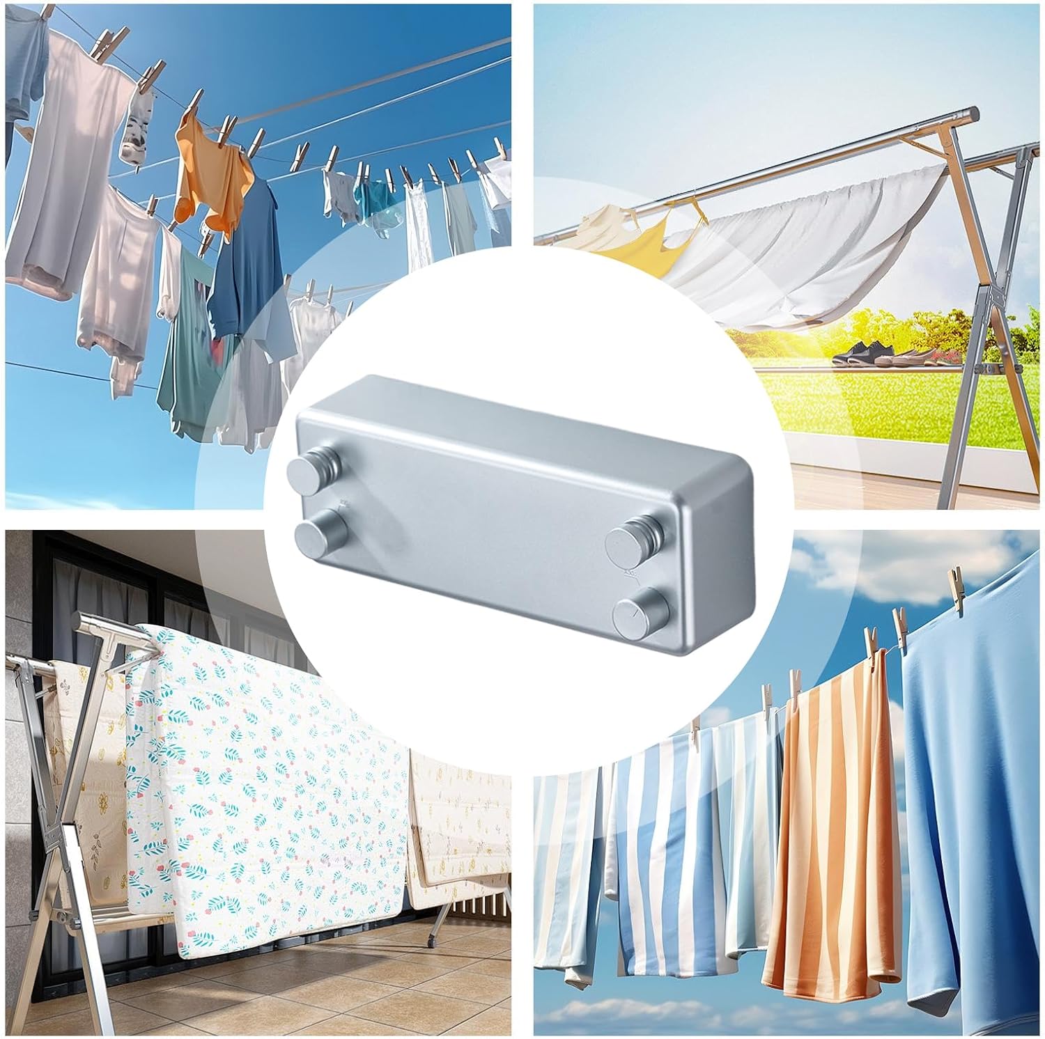 Clothes Lines Retracting Indoor | No Punching Stainless Steel Clothes Dryer Rack - Heavy Duty Drying Laundry Lines for Home, Hotel, Laundry Room, Balcony
