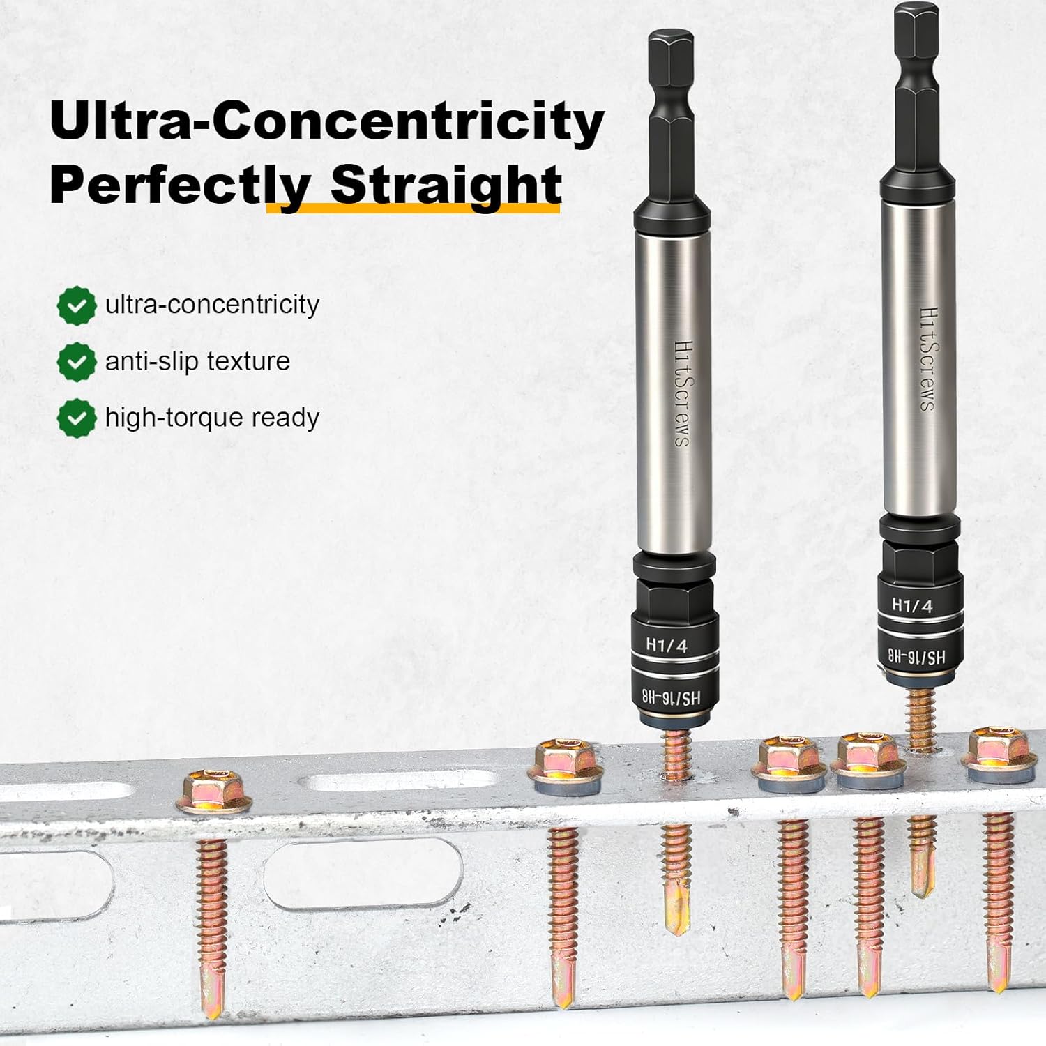 5-in-1 Reversible Magnetic Nut Driver Bit, Impact Double-Ended Flip Socket for H1/4 H5/16 H8 H10 & PH2, Taiwan S2, 1/4"Hex Shank for Metal Roofing, HVAC & Sheet Metal