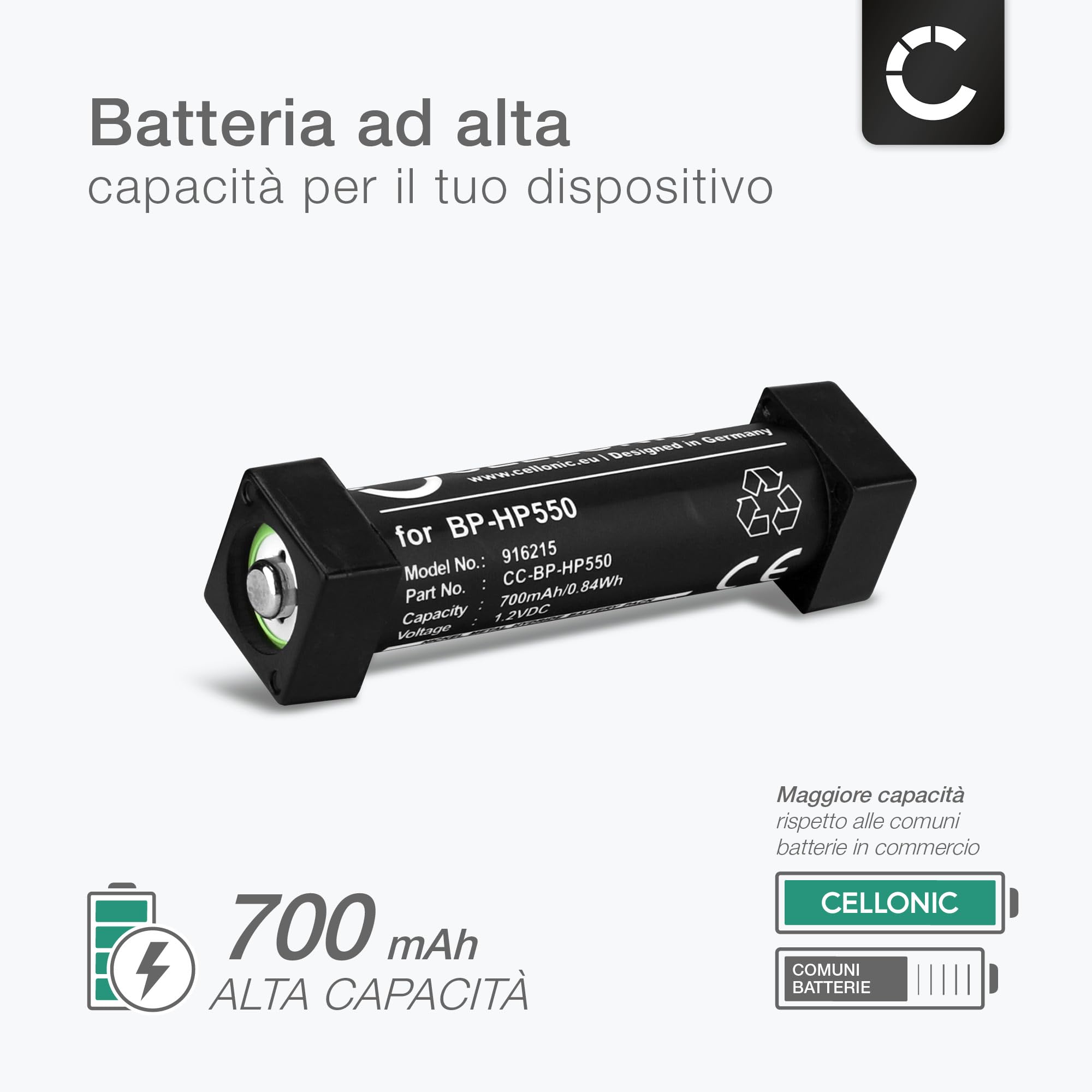 CELLONIC 2x Batteria per Headset/Auricolare/Cuffie Compatibile con Sony BF-TDSY, MDR-DS3000, MDR-IF240R, BP-HP550 – (700mAh, 1.2V)