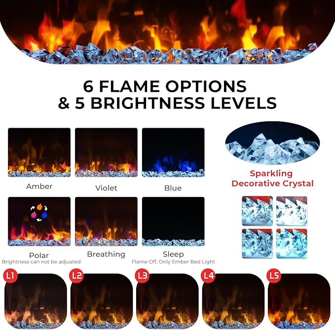 Chimenea Eléctrica Tangkula 23 Pulgadas 1500W con Control Remoto miniatura 3