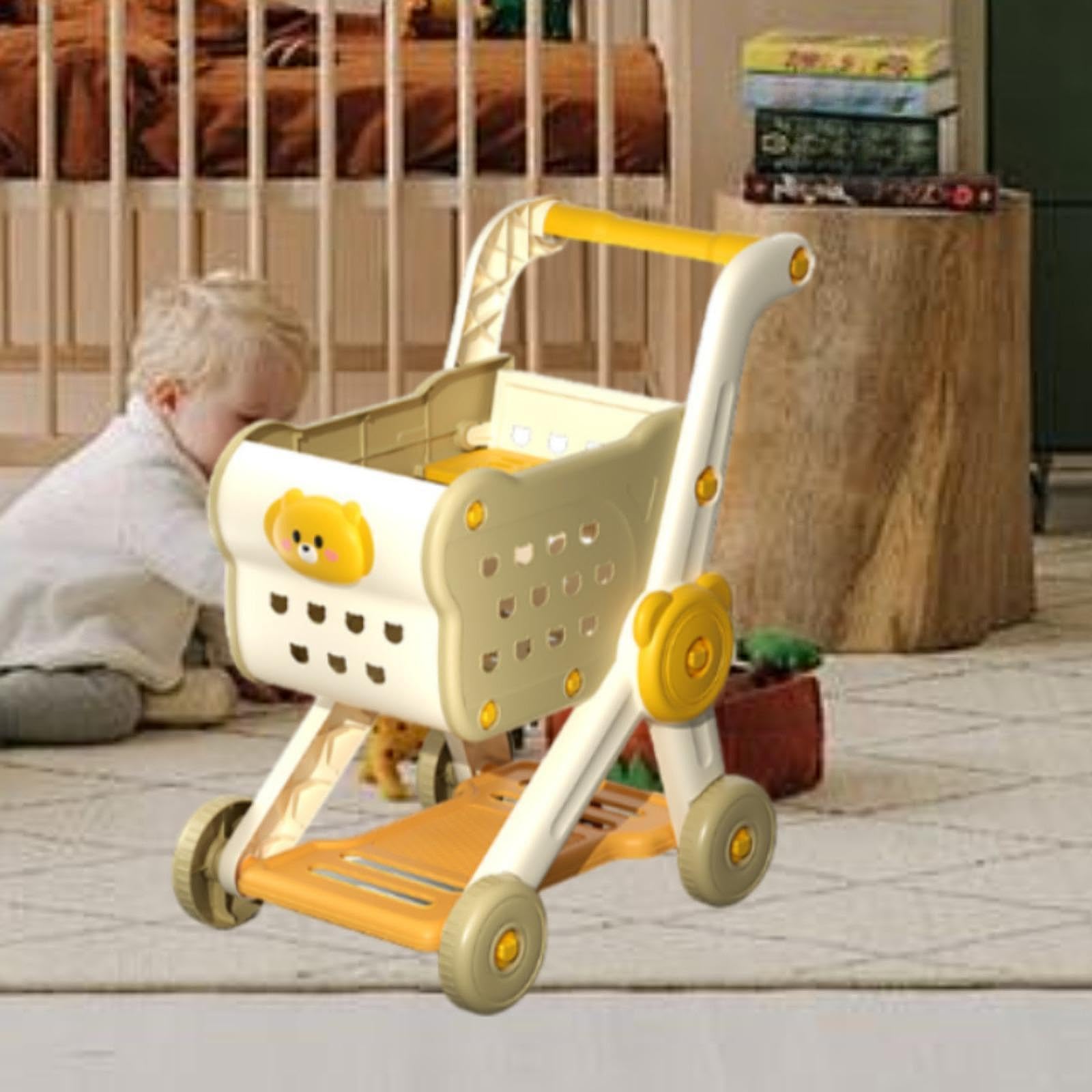 Generic Set di Gioco con Carrello Della Spesa per Bambini, Giocattolo Creativo, Carrello Della Spesa, Mano Giocattolo Da Supermercato per, giallo, Taglia unica