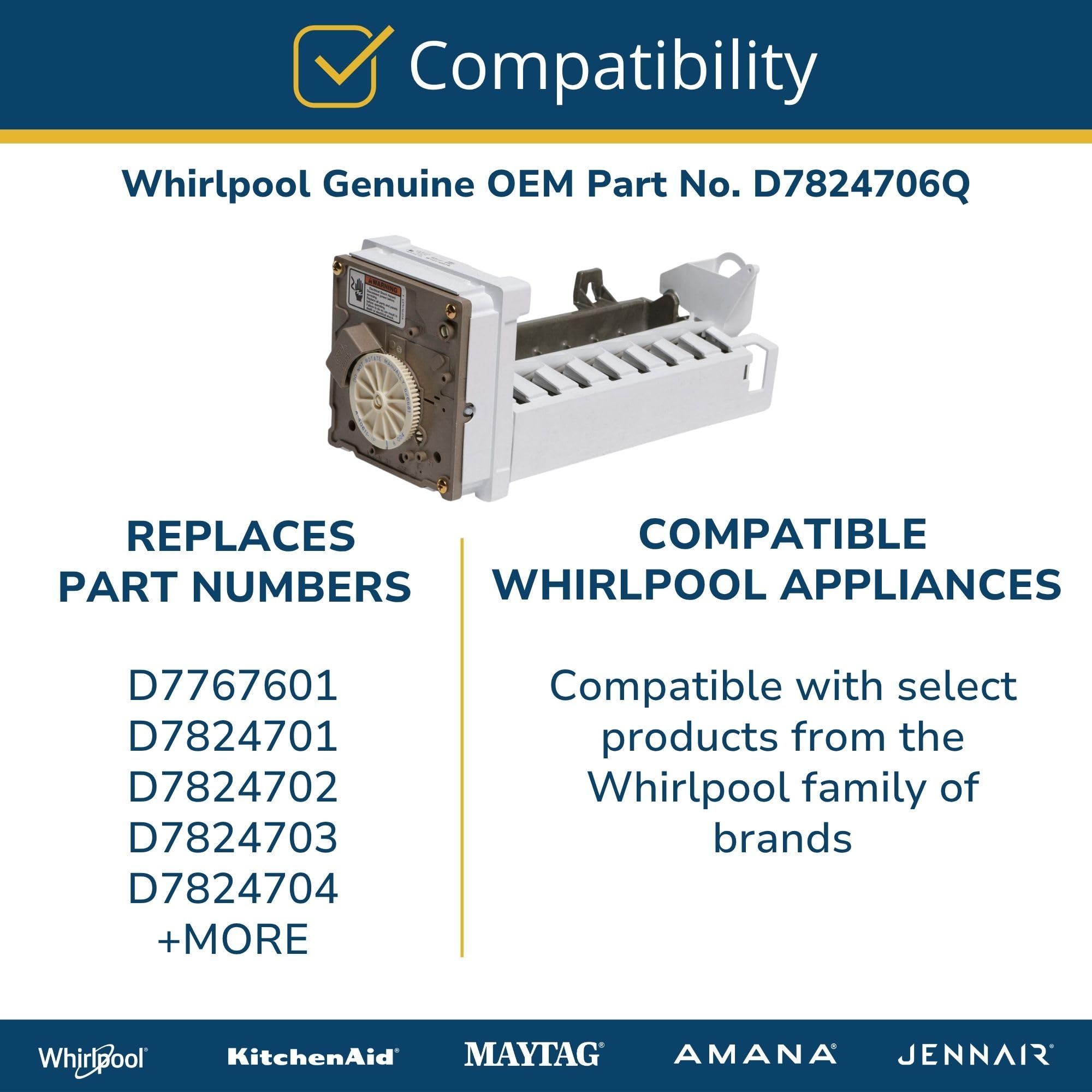 Whirlpool Repuesto de máquina de hielo para refrigerador Amana (se adapta a la mayoría de refrigeradores Amana de último modelo. Solo máquina de hielo, arnés o accesorios no incluidos)