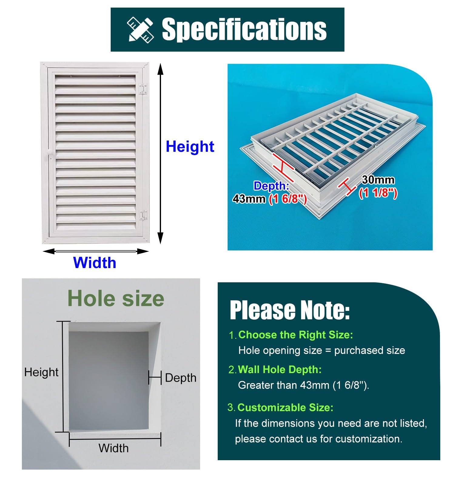 ZIMGOD Puerta de Inspección Acceso con Rejillas de Ventilación y Manija, Panel de Acceso con Cierre Magnético, Puertas de Servicio de Inspección Interior/Exterior/Eléctrico(28x24in (70x60cm))