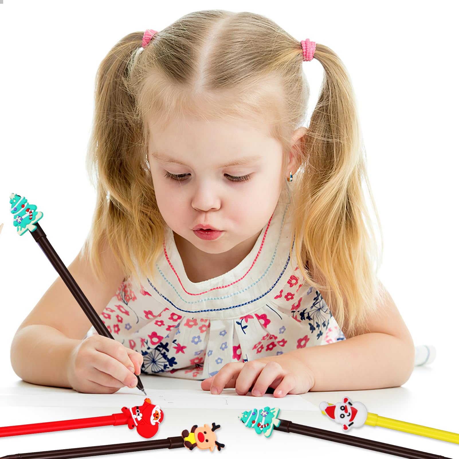 NUOBESTY 5 Set Tavolo Dell'albero Di Natale Penna Albero Di Natale Artificiale Cancelleria Per Le Vacanze Recinti Di Renne Penne A Inchiostro Gel Per Cartoni Animati Plastica Pezzi * 5