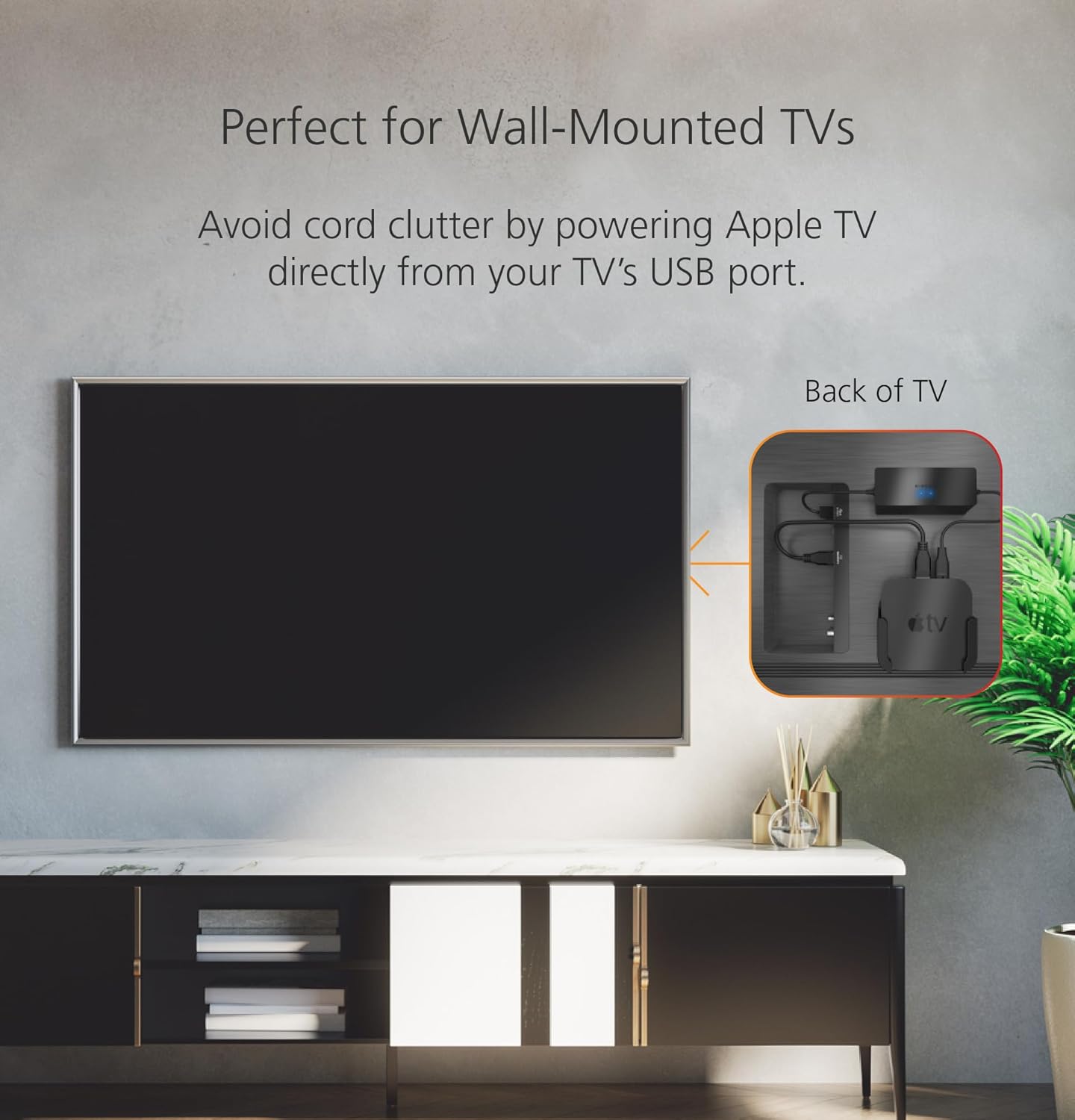 Mission USB Power Cable for Apple TV - Power Directly from Your TV USB Port