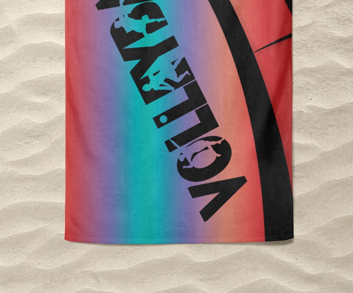 Serviette De Plage Volley-ball Tex Family - 90x170 Cm, éponge Polyester, Design Dégradé Avec Filet Et Balle - 6