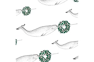 Coastal Wrapping Paper Christmas: AV 2-Pack: 28x30 inch Sheet: Narwhal Wrapping Paper