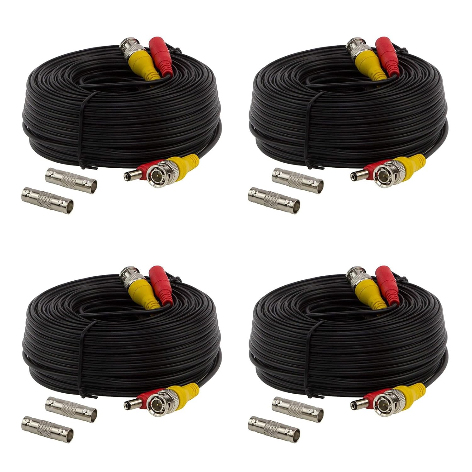 4 Pack 60ft Siamese CCTV Cable with BNC connectors