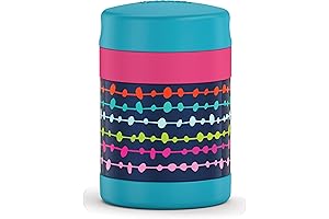 Thermos 10 Oz Stainless Steel Vacuum Insulated Food Jar with Spoon, Navy Lines And Dots