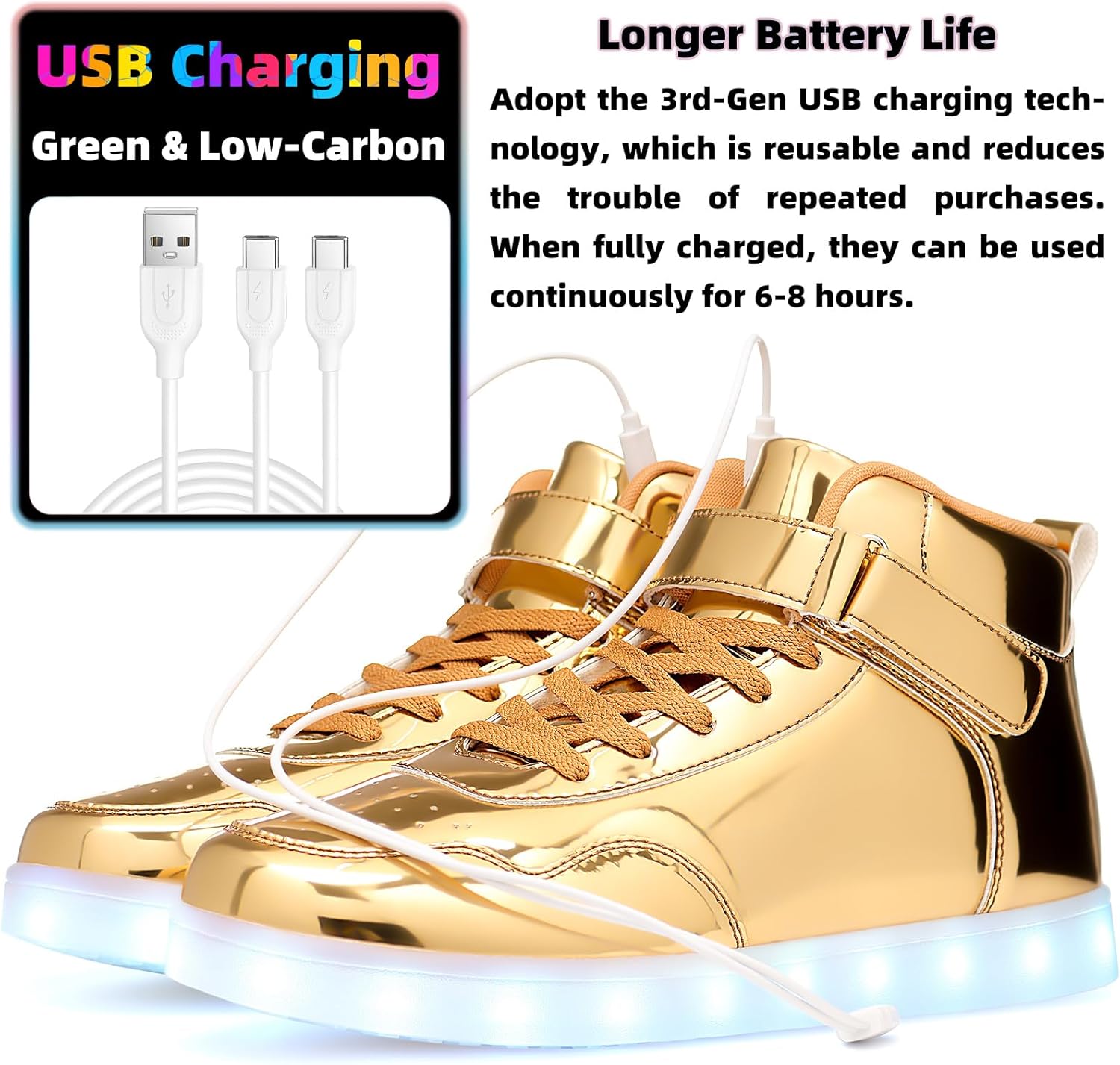 APTESOL Unisex LED Shoes High Top Light Up Sneakers for Women Men - Image 5