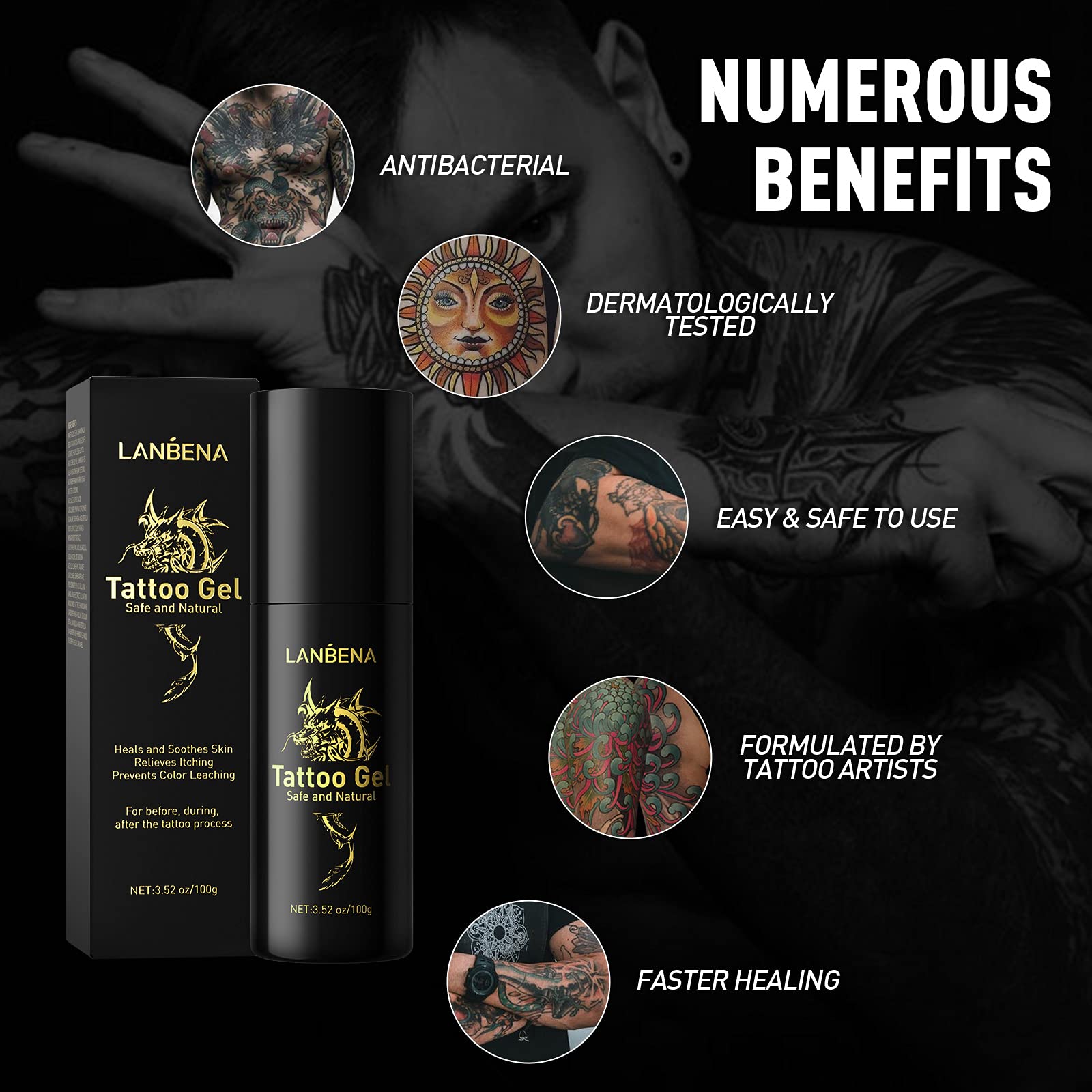 Tattoo Aftercare, Tattoo Cream, Tattoo Aftercare Gel, Tattoo Balm Natural Formula Fast