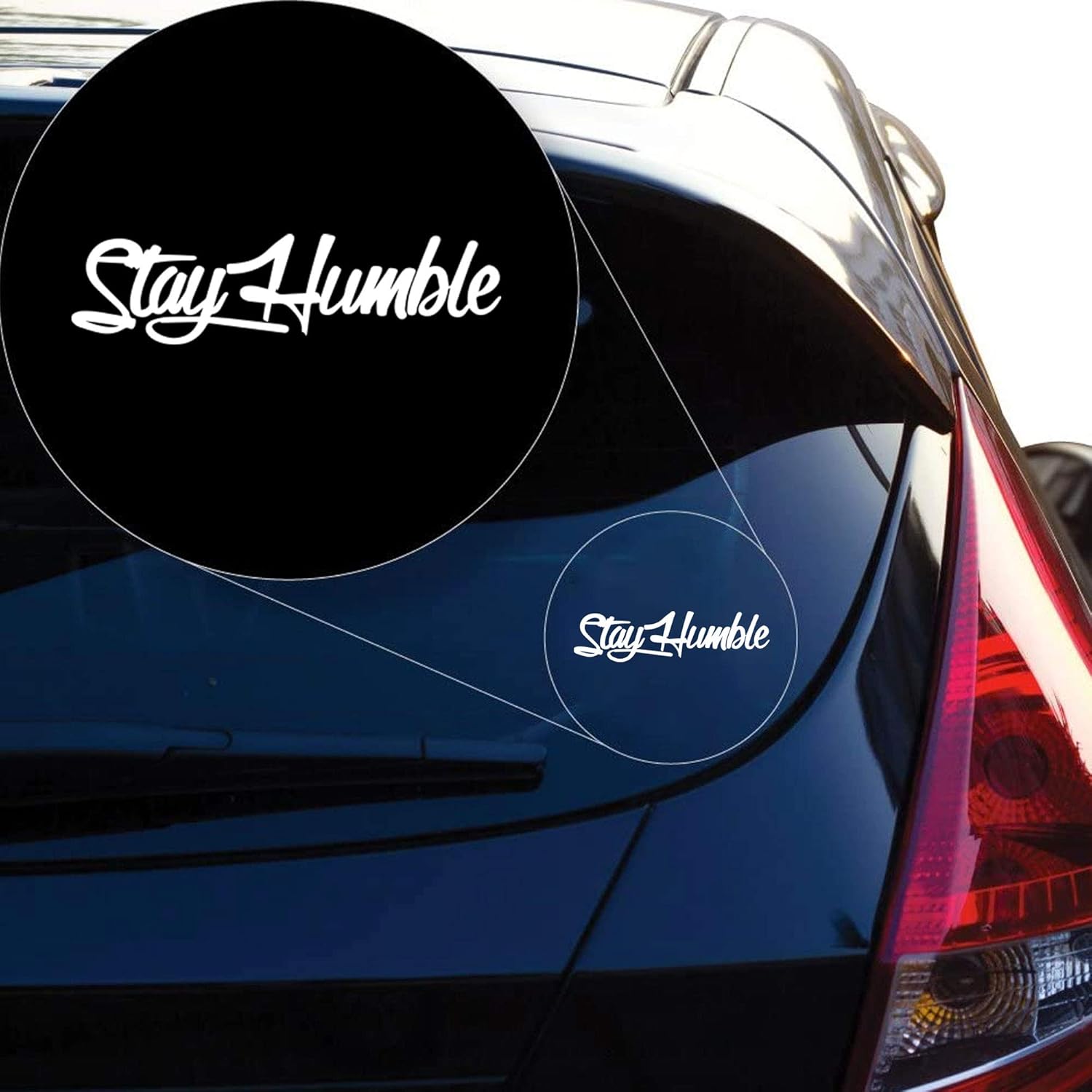 Stay Humble Sticker Large Decal, 7"x3.3" inch White Stay Humble Sticker JDM Large Funny Drift Lowered Car Windshield Decal Car Truck Decal Vinyl - Image 2