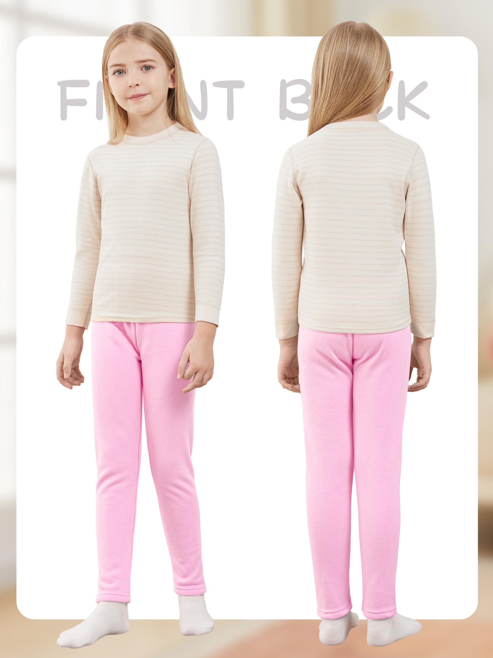Leggings foderati in pile per bambine, in cotone, invernali, caldi, spessi e termici
