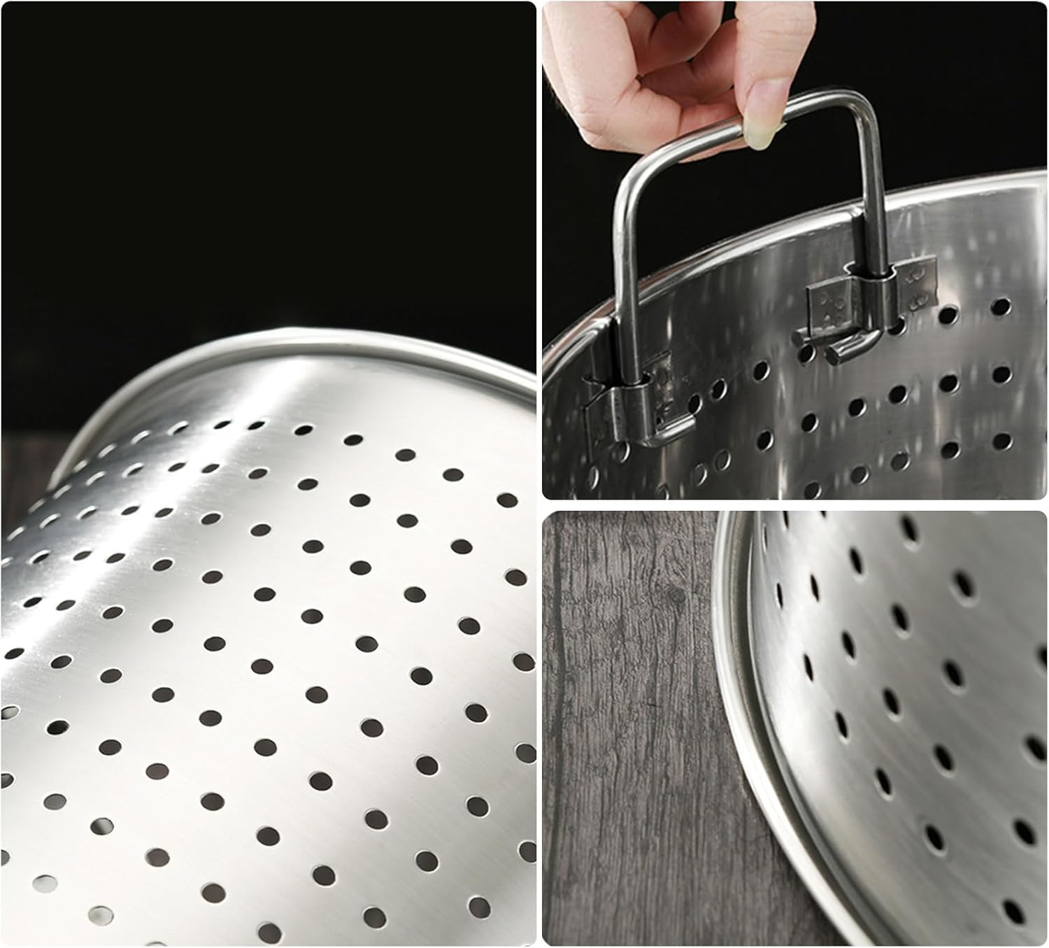 Filtro a rete in acciaio inox di grande capacità, filtro a maglia fine per friggere, pasta, frutta, verdura, 39,5 x 27 cm
