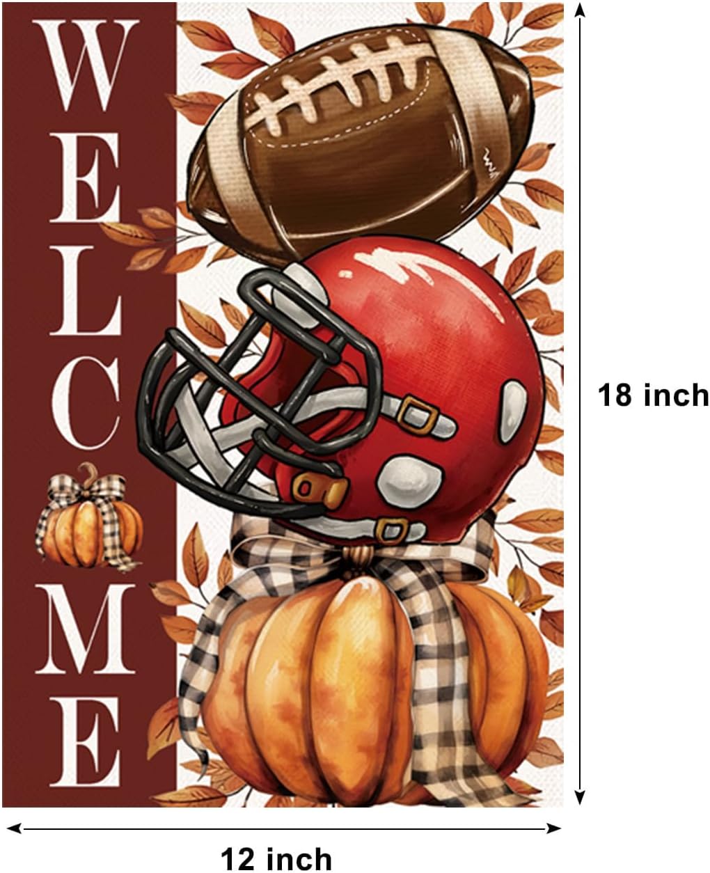 HOMFREEST Fall Football Garden Flag 12x18 Inch Double Sided Burlap Outside Welcome Pumpkin Small Flag Autumn Seasonal Thanksgiving Yard Outdoor Decoration - Image 6