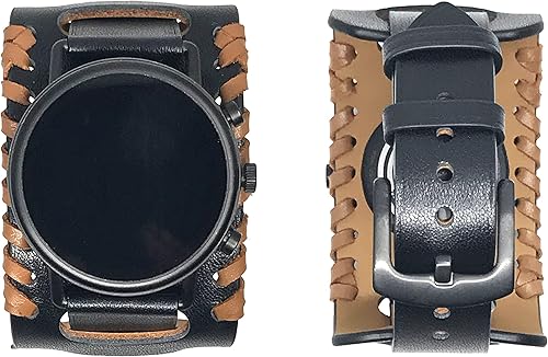 Correa de reloj de cuero genuino de 0.866in, compatible con reloj de 0.866in de ancho, Galaxy Watch 1.811in, Gear S3, Fossil