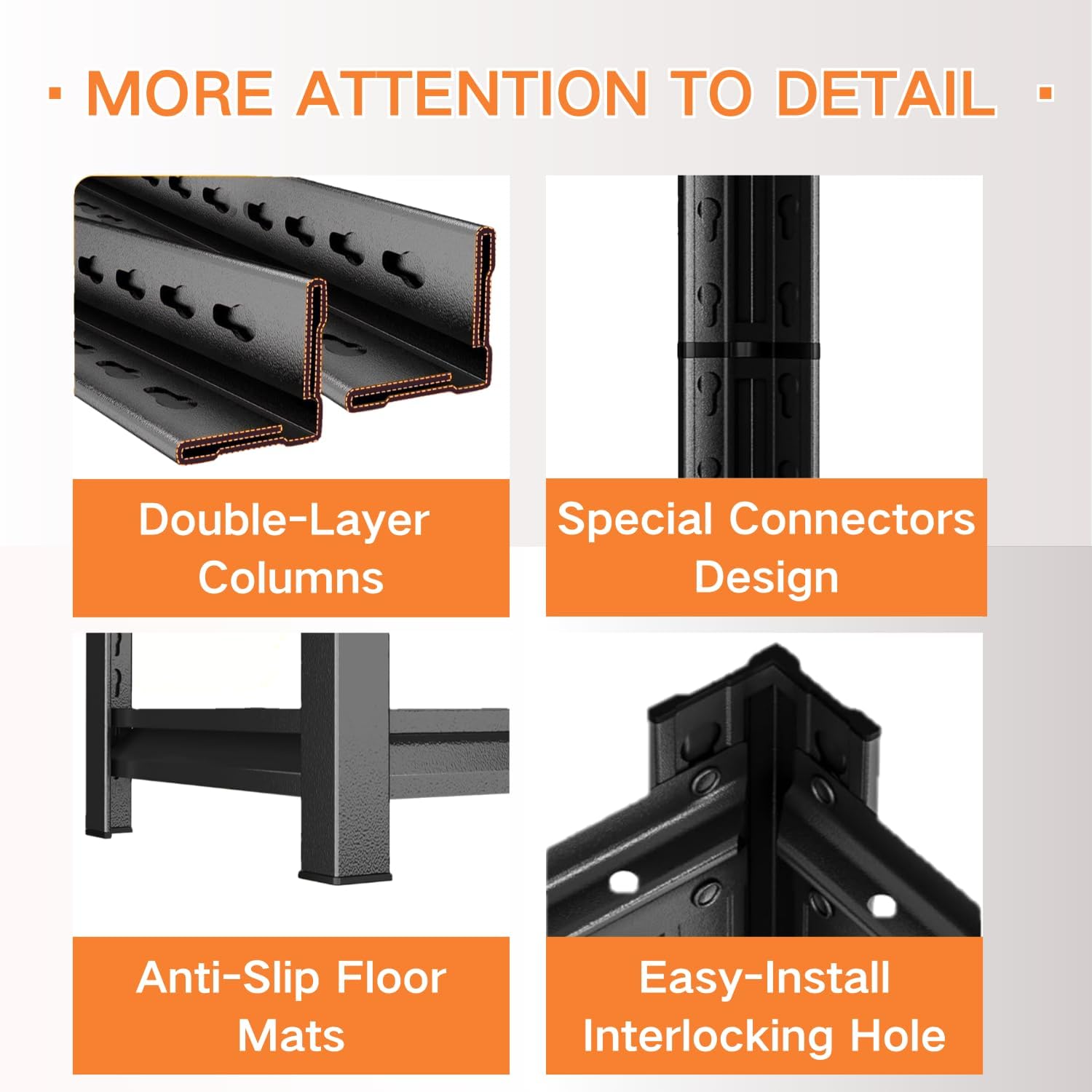 78''H Metal Garage Shelving, 5-Tier Heavy Duty Shelving Unit, Adjustable Garage Storage Shelves, Utility Rack Shelf for Industries, Warehouses, Basement (Black, 78''H*35''W*12''D, 5 Tier) - Image 5