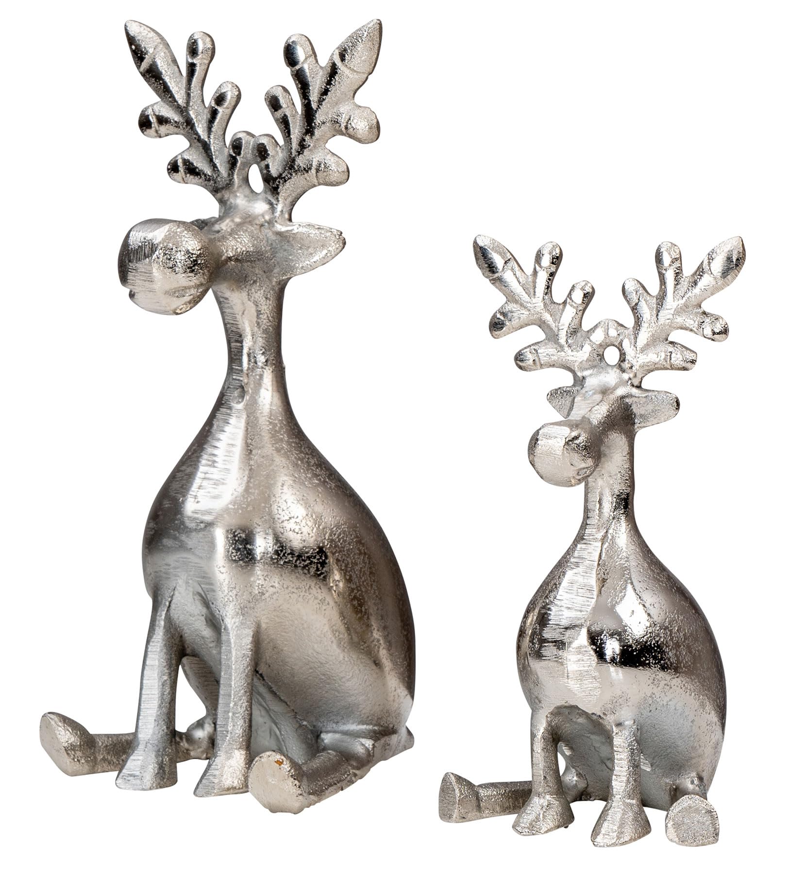 levandeo 2er Set Rentiere Metall Silber Hirsche Deko Tischdeko Weihnachtsdeko Figur Weihnachten Tierfigur Aufsteller