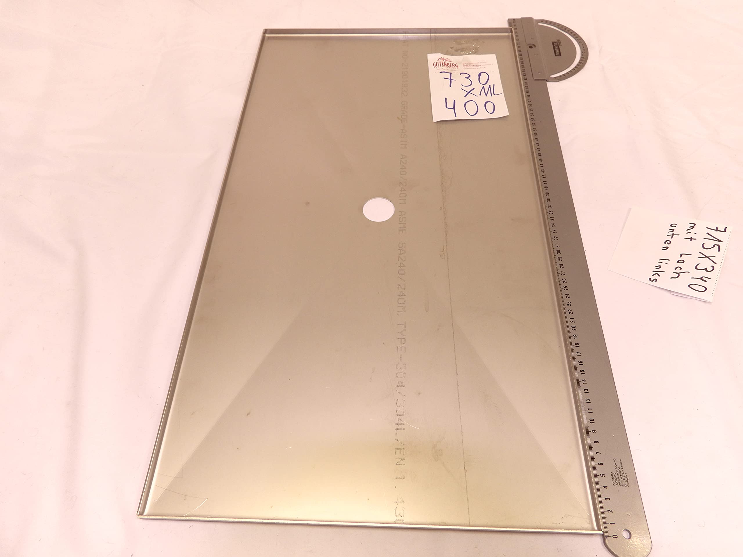 Vaschetta antigrasso in acciaio inox V2A Hz1BBQde, variabile, in tutte le misure, super ricambio per diverse griglie a gas, in acciaio inox (730 x 385 x 15 mm, con foro al