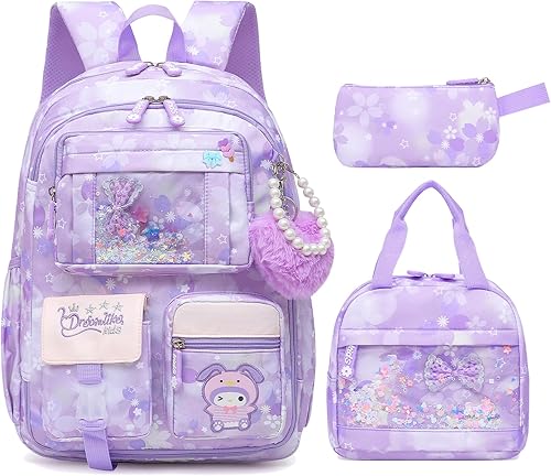 Linda Mochila para Niñas Escolar Bolso para Estudiantes Niños Bolso de Libro con Múltiples Bolsillos Mochila Infantil Resistente a Salpicaduras,