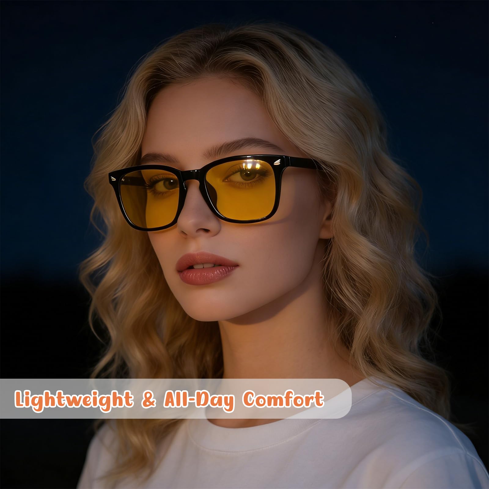 Lunettes de Conduite Nocturne Polarisées - Lunettes Anti-éblouissement pour Hommes et Femmes avec Verres Jaunes, Réduction de Fatigue Visuelle, Protection UV400, Design Élégant et Confortable