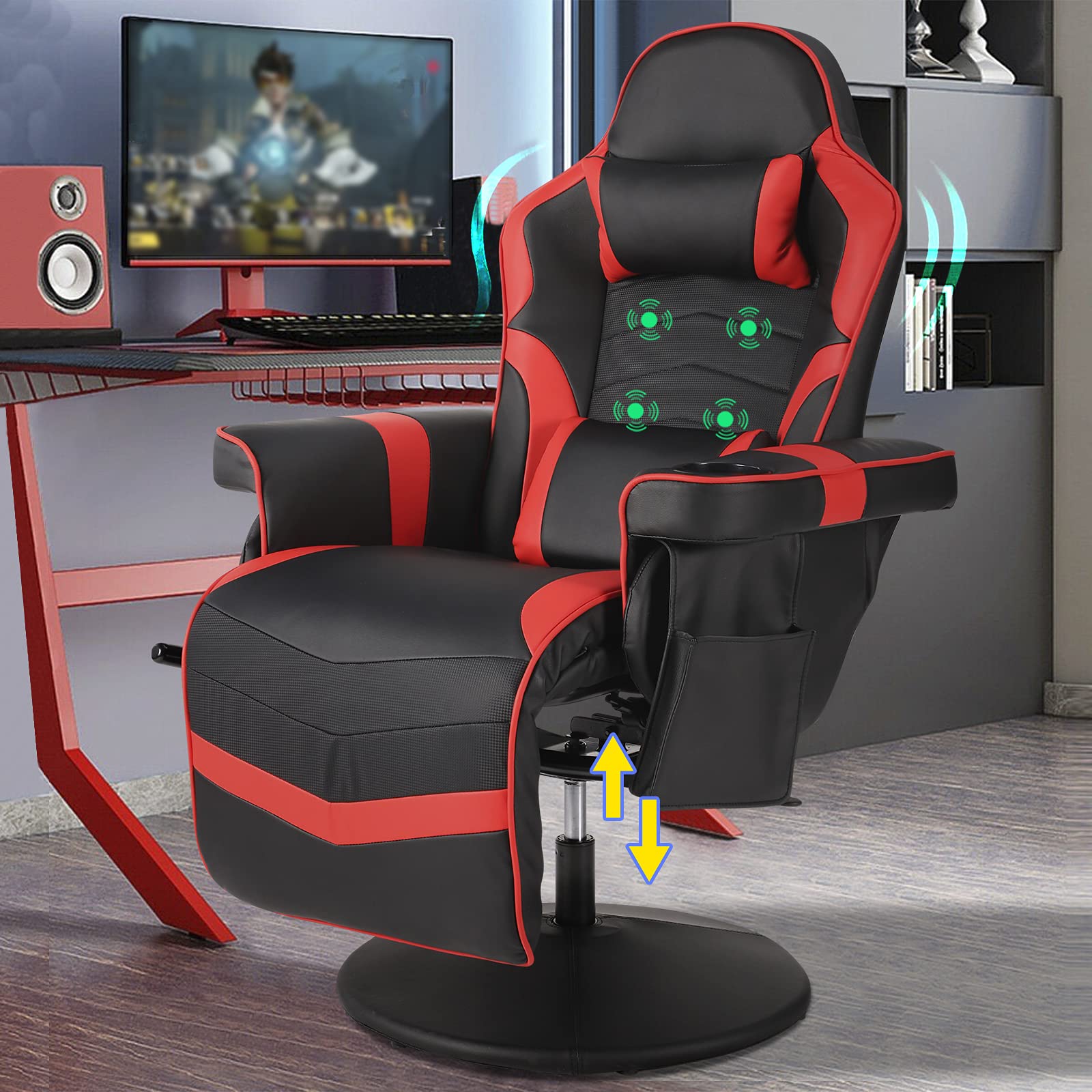 LVUYOYO Massage Video Gaming Recliner Chair Ergonomic Computer Desk